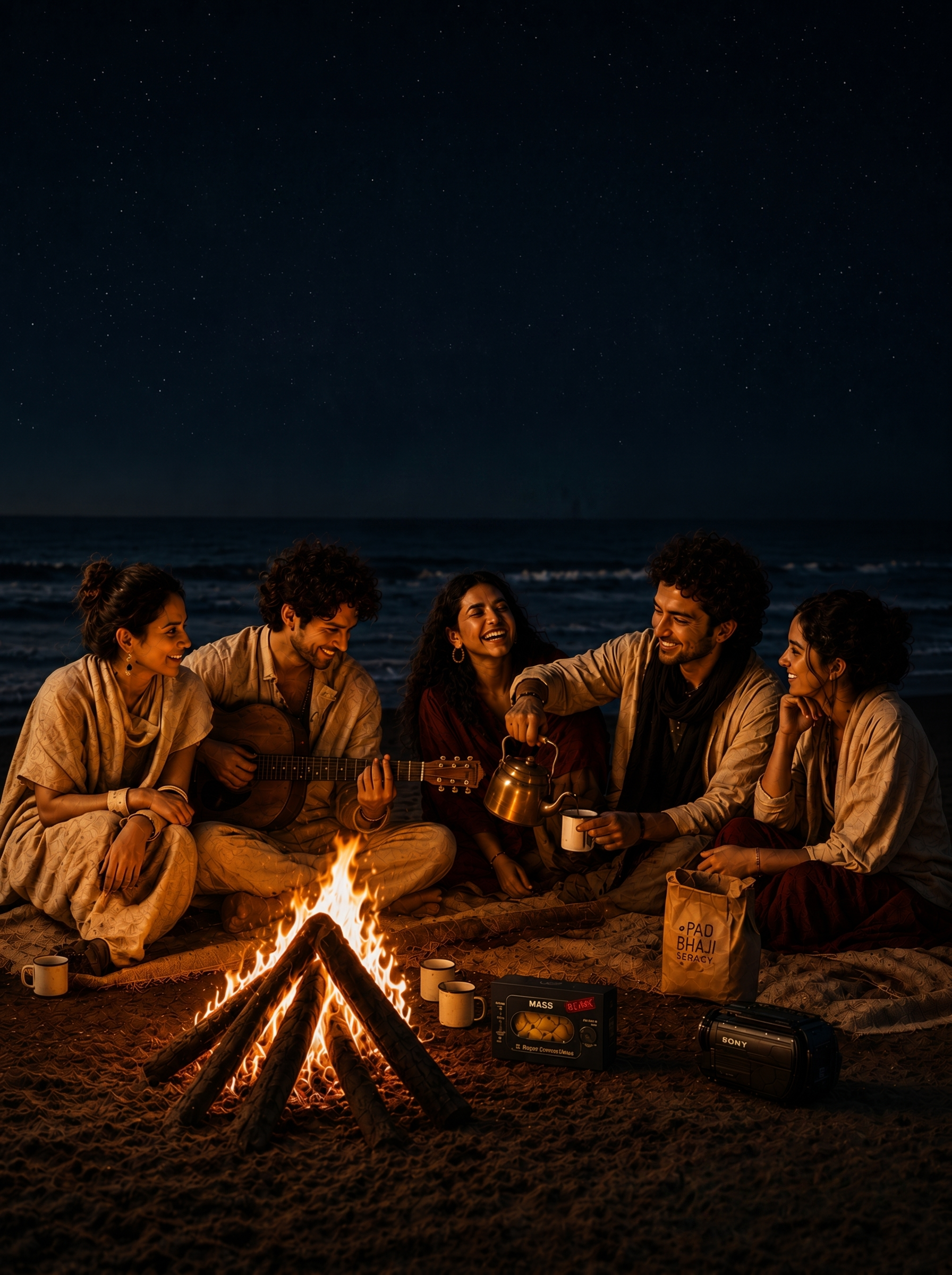 Friends making memories together, phones away.